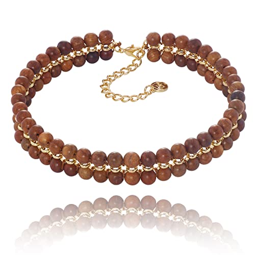 Firstmeet Beads Layer Statement Necklace Choker Bracelet Earrings Vintage Jewelry Set for Women