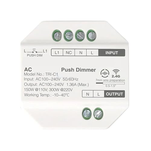 Variateur LED Triac AC 220V 300W push control dimmer pour ampoule halogène
