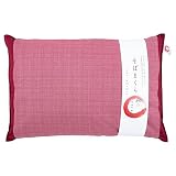 MORIPiLO そばがら 枕 【 綿100% カバー 】 そば枕 蕎麦殻枕 蒸れない 通気性 硬め | 和のここち 約43x63x10cm （ 大 レッド ）