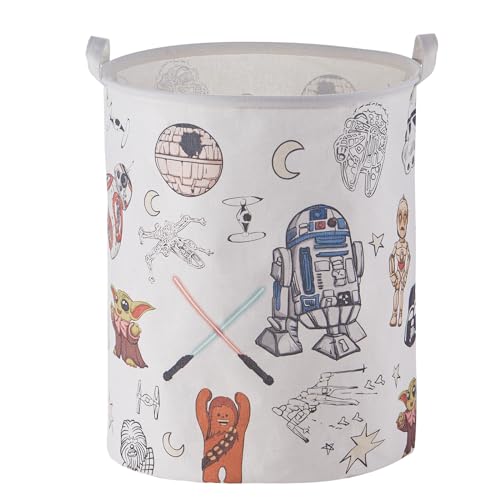 Image of vradcorel Star Nursery Decor,Baby Laundry Large Hamper Wars Basket Foldable With Waterproof Pe Coating,Dirty Clothes Basket for Kids,Bedroom,Bathroom Set,Toy Bin,Boys and Girls Birthday Gifts (round)