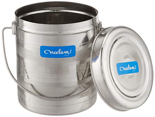 Image of Neelam Stainless Steel 14, 22 Gauge Diamond Milk Pot, 3100 ml, Stainless Steel Storage Can Useable As Steel Dabba, Milk, ghee, Oil Storage, Etc. Heavy Jointless Body, Induction Compatible, Silver