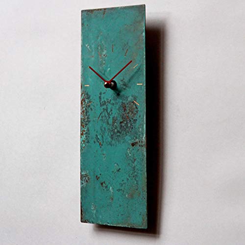Inthetime 12-Inch Turquoise Copper Wall Clock Rectangular Large Silent Non-Ticking Unique Handmade - 7Th Wedding Anniversary Gift Idea Rustic Farmhouse Native American Southwest Home Kitchen Decor #TOP1