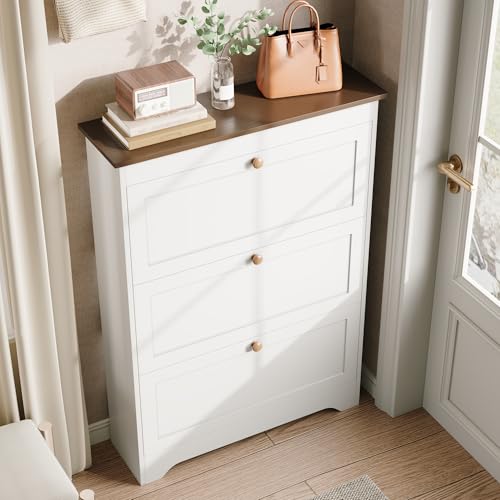 Armoire à chaussures étroite blanche en MDF pour entrée encombrée - 5