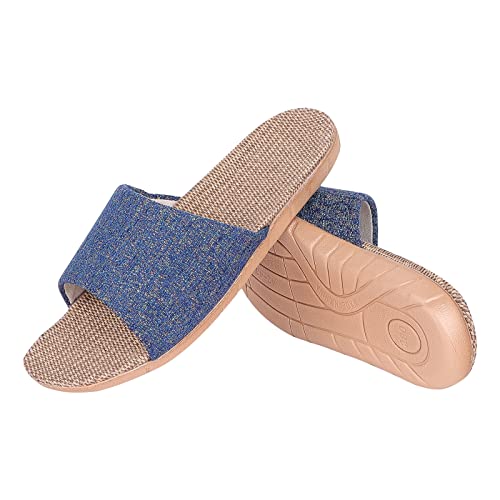 Summer Linen Slippers Flax Home Slippers Open Toe House Shoes Non-Slip Casual Sandals for Men Women