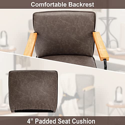Giantex Pu Leather Accent Chair, Modern Arm Accent Chair For Living Room With Comfy Seat Cushion, Sturdy Steel Frame, Upholstered Armchair For Living Room, Bedroom, Study, Office, Grey #TOP5