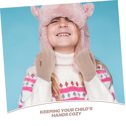 Winter Mittens Extra Thick Gloves for Boys and Knitted Design for Cold Weather Protection Fashionable Light Brown Color Kindergarten and Casual Outings3