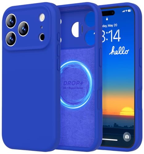 Image of LOVE 3000 Designed for iPhone 17 Pro Case, Premium Silicone [Compatible with Magsafe][Soft Anti-Scratch Microfiber Lining] Shockproof Protective Phone Case for Men Women 6.3 inch, Klein Blue