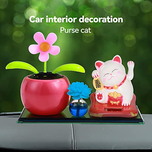YUMILI Maneki Neko Waving Cat Maneki Neko Lucky Cat Solar Powered Lovely Happy Waving Lucky Cat for Shops Restaurants and Home Decoration (White),7x6.5x7.6cm / 2.76x2.56x2.99inch - Image 4