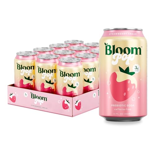 Bloom Pop Prebiotic Soda Strawberry Cream