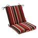 Pillow Perfect Indoor/Outdoor Red/Brown Floral/Striped Reversible Chair Cushion, Squared