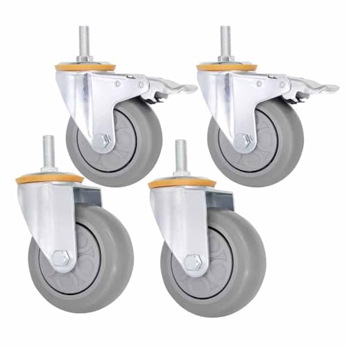 Roulettes industrielles pivotantes 3 pouces M10 en caoutchouc robuste