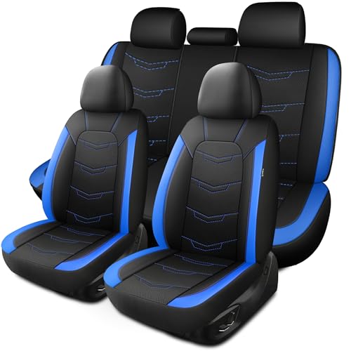 Image of HChengkikz Car Seat Cover, Breathable and Sporty (Black + Blue)