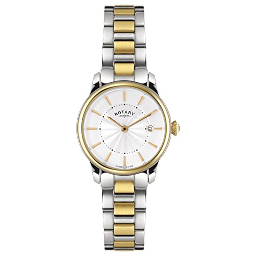 Rotary Women's Quartz Watch with White Dial Analogue Display and Rose Gold Stainless Steel Bracelet LB02772/06