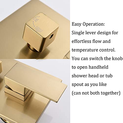 Ensemble de douche effet pluie or brossé en acier inoxydable luxe - 7