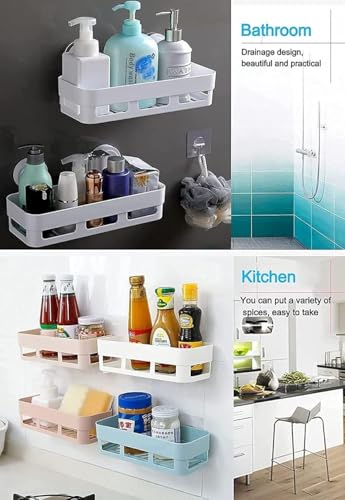 Image of Bathroom Shelf for Wall, Self-Adhesive Bathroom Organiser with Towel Holder, Ideal Bathroom Accessories for Efficient Space Utilisation (2 Self)