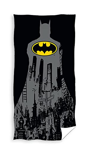 Carbotex Batman BAT213010 Serviette de plage en coton Noir 70 cm x 140 cm