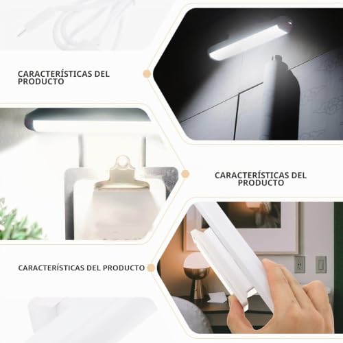 Lámpara de maquillaje LED portátil recargable por USB luces de espejo en plástico blanco para tocador 2