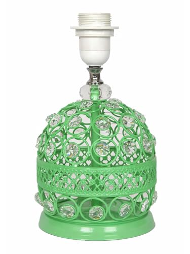 Image of Modern Small Crystal Table Lamp,Contemporary Bedroom Bedside Nightstand Lamp,Morden Minimalist, Desk Globe Lamp for Living Room Girls Kids Room, White Fabric Shade (Green)