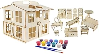 SafeCore dolls' house with furniture for self-assembly and painting. A wooden, eco-friendly set for children.