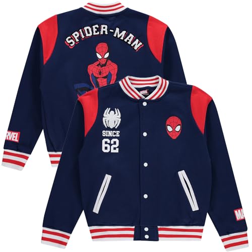 Marvel Spiderman Boys Snap Varsity Jacket - Kids Letterman Jacket - Stylish Snap Button Kids Jackets