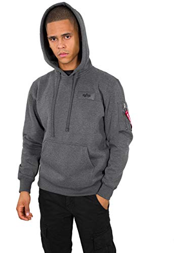 Alpha Industries Herren Back Print Hoody, Charcoal Heather, XL – Ansicht 1