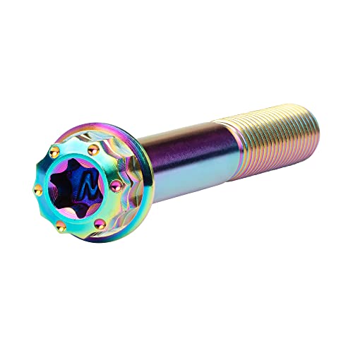 Image of Titanium Flange 12 Point Head M8 x15 20 25 30 35 40 45 50 55 60 65mm Screw Bolt Pack of 4 (M8x60mm, Rainbow)