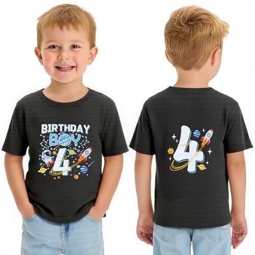 UNICOMIDEA Birthday Shirts Boy Cotton Front Cartoon Back Number Printed T-Shirt for 2-5 Years