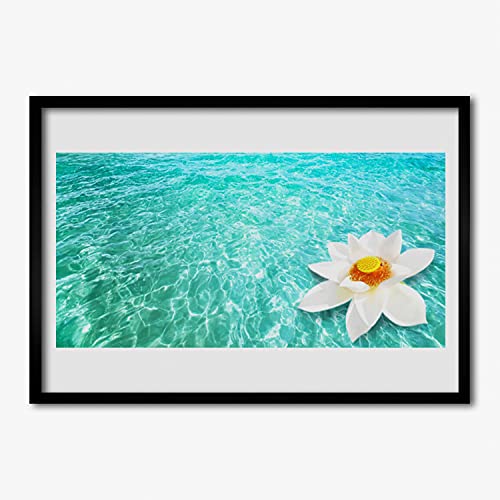 Affiche encadrée murale 70x50 cm cadre en mdf image photo fleur d'eau