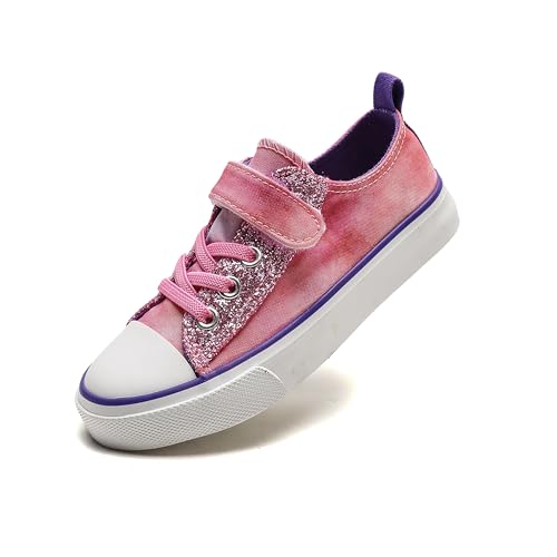 Kids Canvas Shoes Boys Girls Slip On Glitter Color Casual Walks Sneakers2