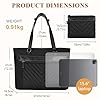 Kasgo Cabas Femme, Grand 21L Sac Ordinateur Femme 15,6 Pouces Sac a Main Fourre Tout Résistant à l'Eau Élégant Poches Multiples pour Travail Affaires Cours Lycée Voyage Noir #1