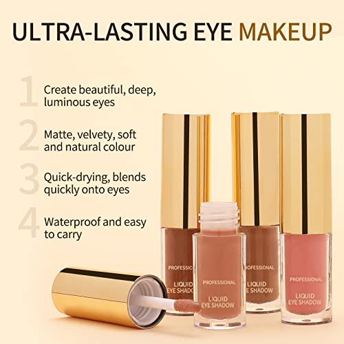 Boobeen Liquid Matte Eyeshadow, Long Lasting Waterproof Liquid Eyeshadow, Velvet Matte Cream Eyeshadow, Neutral Nude Eyeshadow Makeup #TOP3