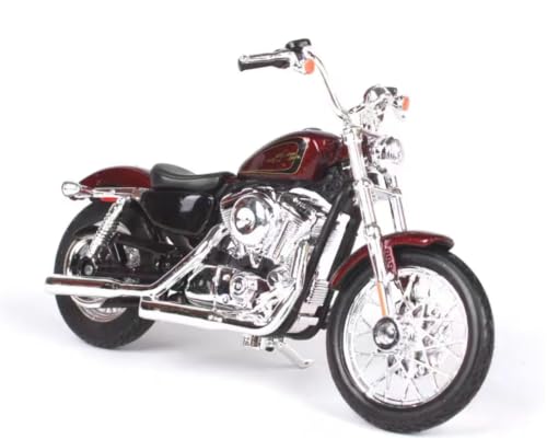 Réplica de moto retro 1:18 con acabados de simulación y detalles realistas en rojo