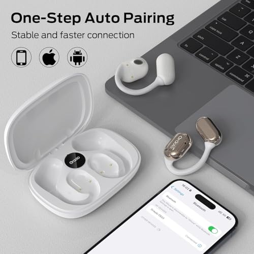 BUGANI OE03 Open Ear Headphones, Bluetooth 5.3 Wireless Headphones, Open Ear Earbuds with Immersive Stereo Sound, Clear Talk, 30H Playtime, Waterproof Sport Earbuds for Running, White - image 7
