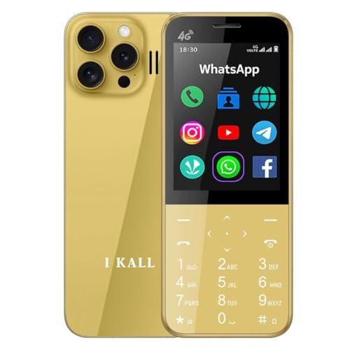 Image of IKALL I1 Pro - 4G Android Keypad Mobile with 2.8 inch Touch Screen, 2GB RAM, 16GB Storage, WiFi, 4G SIM Support, 3000mAh Battery, Preloaded Wht'sAp, FB, Utube, Insta & More (Starry Gold)