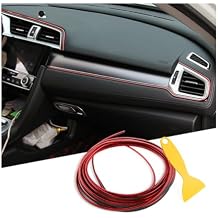 Osilly Car Interior Moulding Trim Strips, 33Ft/10M Universal Electroplating Decoration Filler Insert Strips, Styling Dashboard DIY Flexible Strip, Garnish Accessory with Installing Tool Red