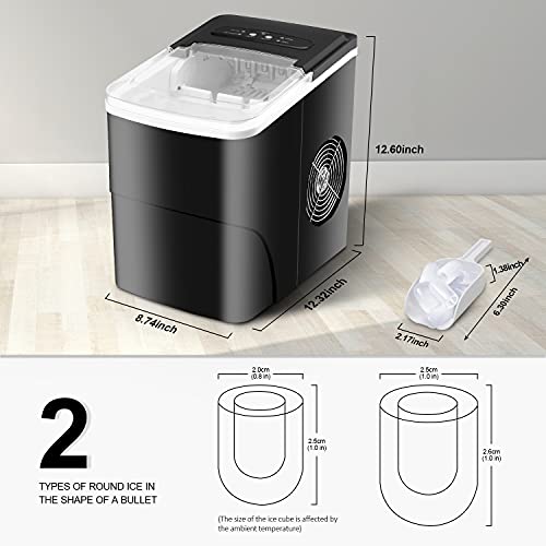 Eiswürfelmaschine, 12 kg in 24 Stunden, 9 Eiswürfel in 6 – 8 Minuten, automatisch, kompakt, tragbar, für Zuhause/Küche/Bar – Bild 3
