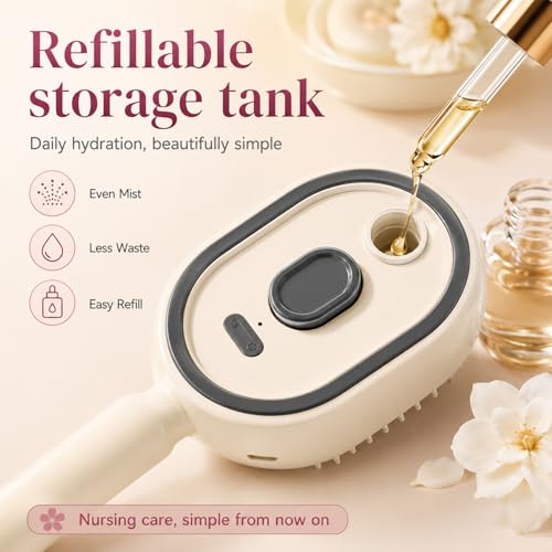 Peine eléctrico con masaje y vapor recargable beige miniatura 5