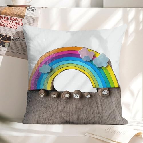 Fundas de almohada arcoíris para sofá y dormitorio que transforman tu sala de estar moderna 6