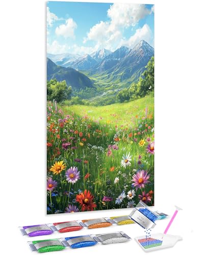 Punto de cruz diamante Jumpdot de 70x40 cm: decora tu salón con un cuadro de crisantemos 5D