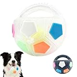 The Mellow Dog Calming Ball with Handle, Strong and Durable Interactive Football Shape Balls, Dogs Football Toy for Water Play,Training & Outdoor Games (With Squeaky Tennis Ball Inside) (White)
