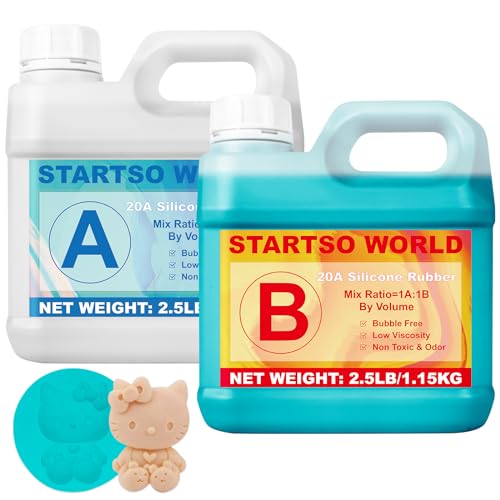 Silicona para moldes 20A, 2L Goma de Silicona Líquida Verde jade, Curación Rápida, No Tóxico, Ideal para Fundir Resinas, Moldear, Cera, Yeso