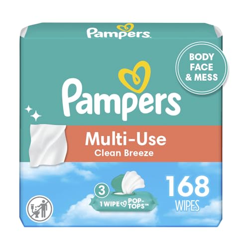 Image of Pampers Baby Wipes Multi-Use Clean Breeze 3X Pop-Top Packs 168 Count