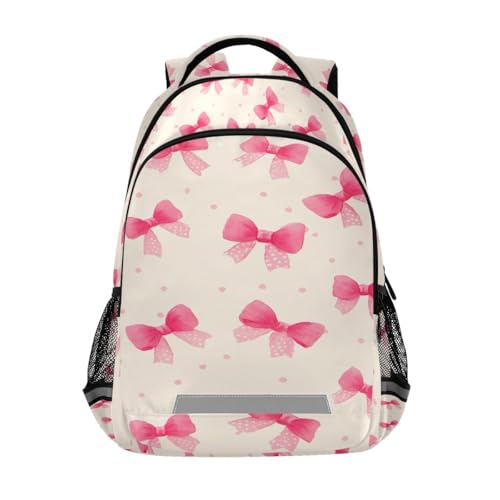 Pink Bow Polka Dots Pattern Backpacks for Kids School Bag Student Backpack Bookbag For Boys Girls Casual Bag