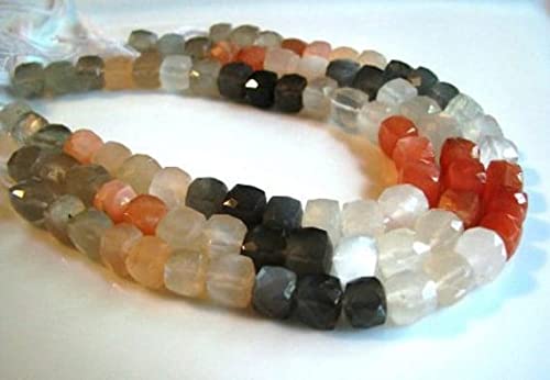 Pierre de lune multi nuance en perle cube pour créer vos bijoux d'été bohème chic