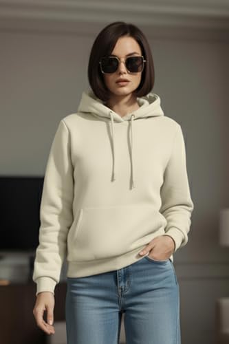 Image of JUNEBERRY Cotton Spun Casual Solid Full Sleeves Women Stylish Hooded Neck Regular Fit Hoodie for Winter