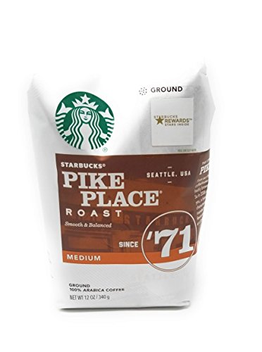 Starbucks Pike Place Roast Coffee Ground Medium Bags, 12 OZ (Pack of 6)