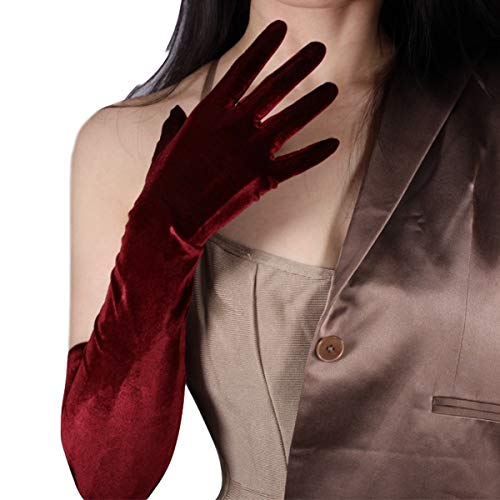DooWay Long Velvet Gloves Women Touchscreen 24-inch Stretchy Special Occasion 1920s Costume Evening Opera Gloves