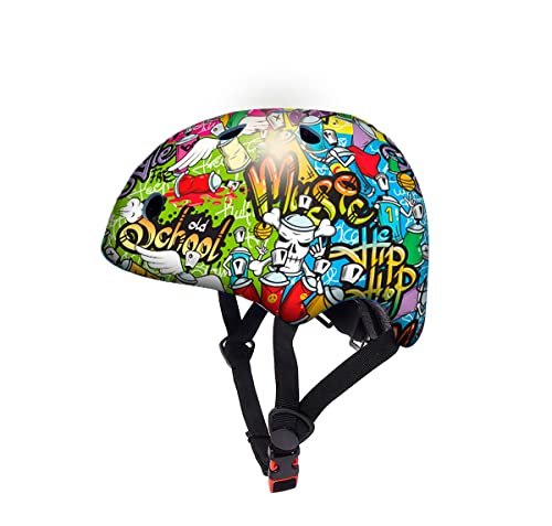 Casco para niños y niñas en patinete o bici DEQUBE transpirable de 50-54cm estilo grafiti