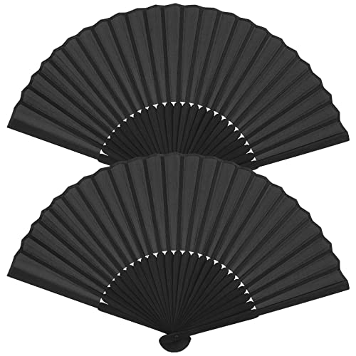 Leikedun 2 Stück Handfächer Faltbare Fächer, Klein Handfächer aus Stoff für eine Abkühlung im Sommer, Chinesische Fächer Taschenfächer Klappfächer für Hochzeite Bevorzugung Aufführung Tanz Dekoration