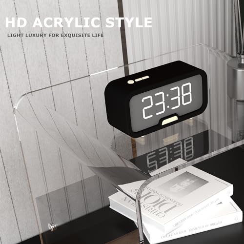 Hdyegy HY0321-1319 Acrylic End Table,Clear Side Table With Black Drawer,2 Tiers U-Shape Nightstand Bedside Table thumb #4